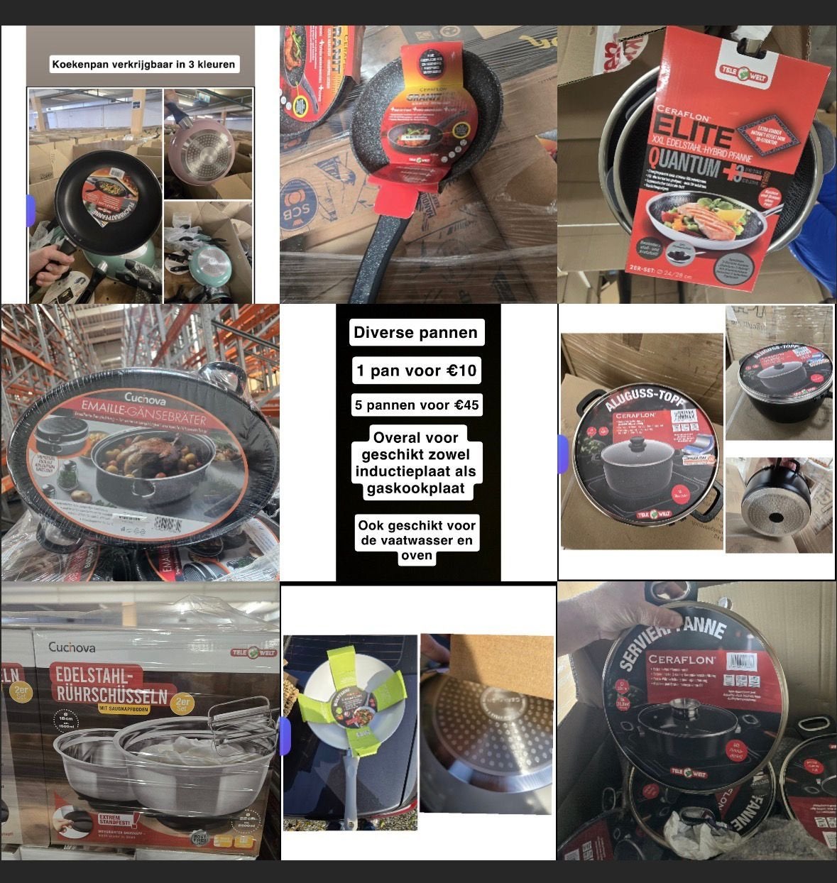 Diverse pannen en kookplaatjes - Inductie & Gas, Huis en Inrichting, Keuken | Potten en Pannen, Overige typen, Nieuw, Ophalen of Verzenden
