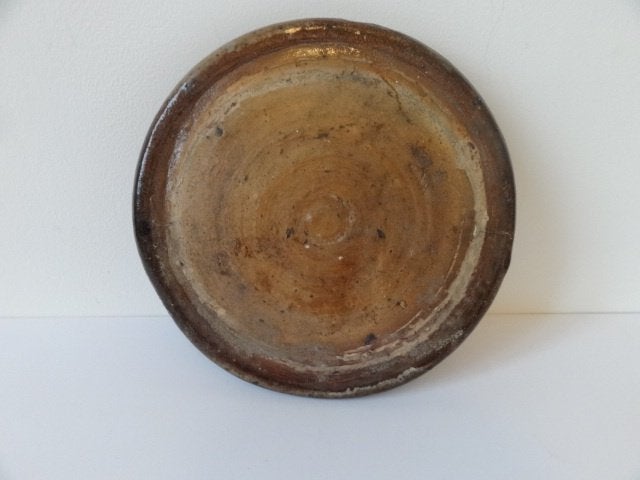 Plat deksel voor het afdekken van een pot, gres, Puisaye, Antiek en Kunst, Antiek | Keramiek en Aardewerk, Ophalen of Verzenden