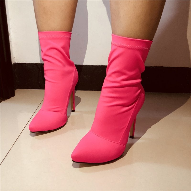 Roze dames soklaarzen punt lage sok laarzen zijde stretch, Kleding | Dames, Schoenen, Verzenden, Nieuw, Roze, Lage of Enkellaarzen