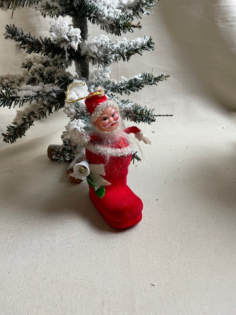 Vintage kerstman in laarsje kerstdecoratie, Ophalen of Verzenden, Gebruikt