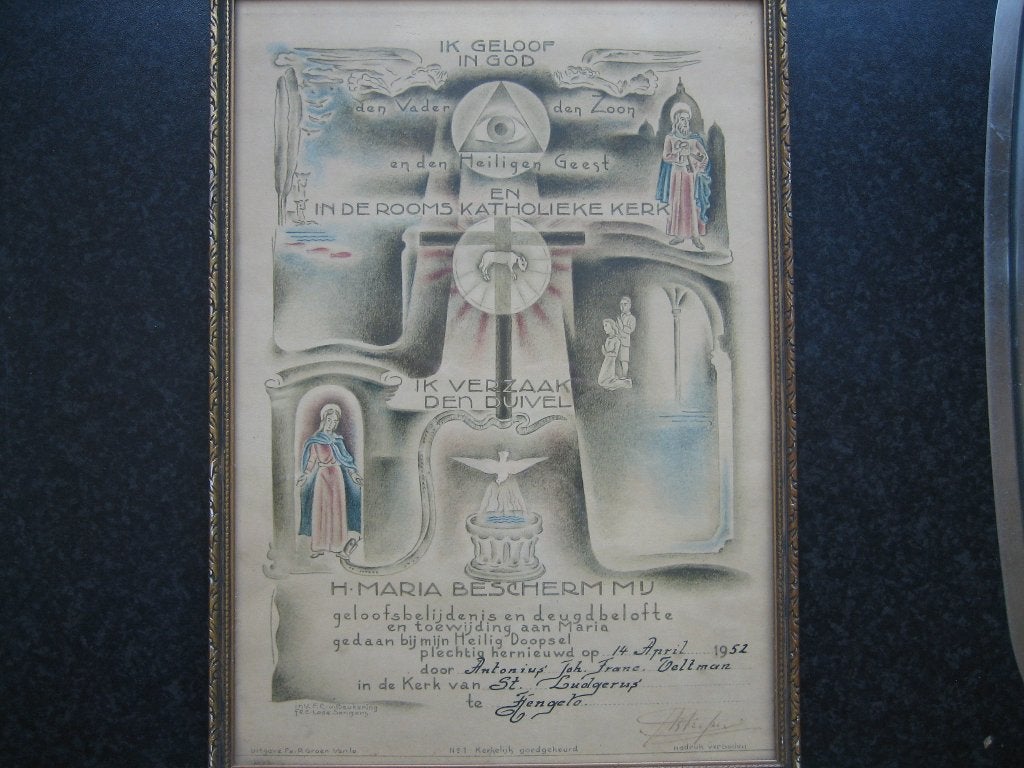 HENGELO HEILIGE DOOPSEL 1952 prent Ik geloof in God Ludgerus, Ophalen, Gebruikt, Kaart of Prent