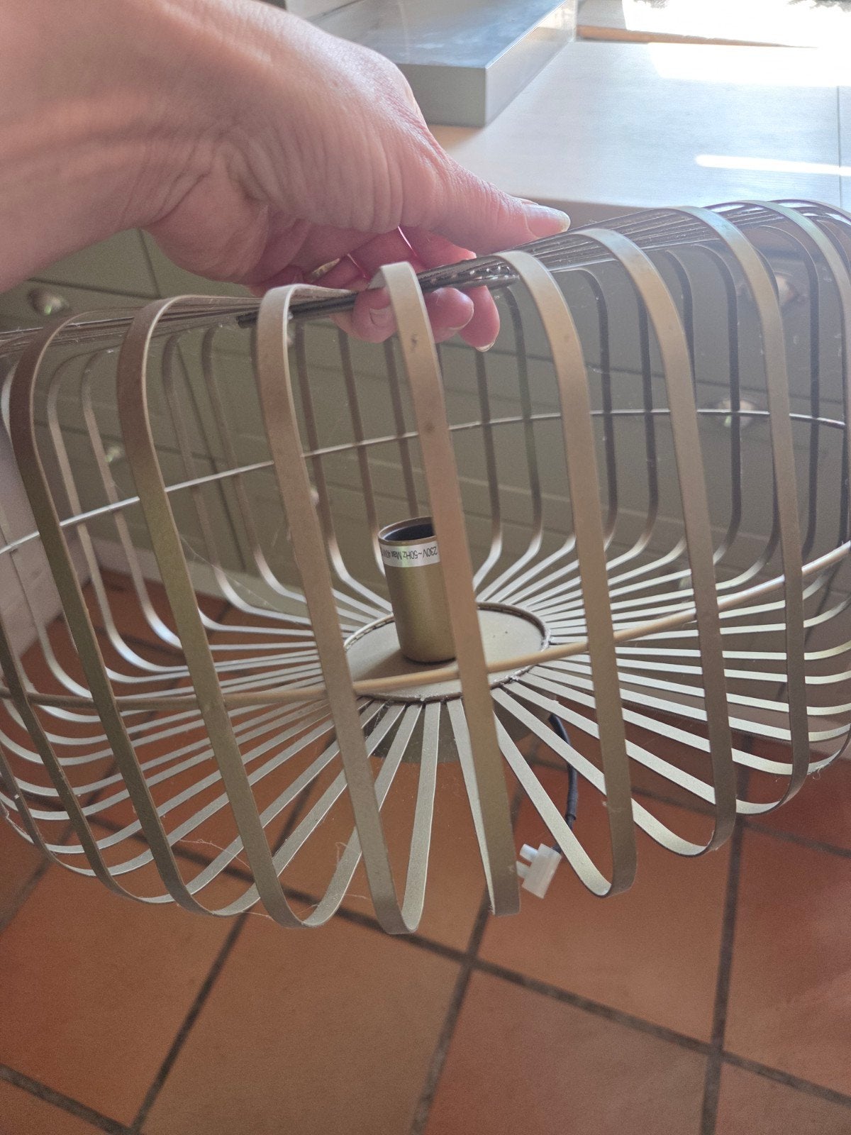 Gouden metalen lampenkap, doorsnede 39cm, hoogte 18cm, Ophalen, Minder dan 50 cm, Gebruikt, Minder dan 100 cm