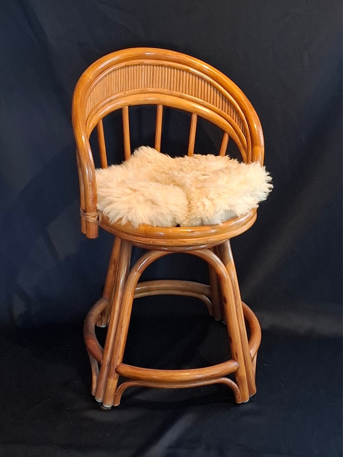 Vintage Rotan Manou Draaistoel, Huis en Inrichting, Ophalen, Zo goed als nieuw, Bruin, Eén