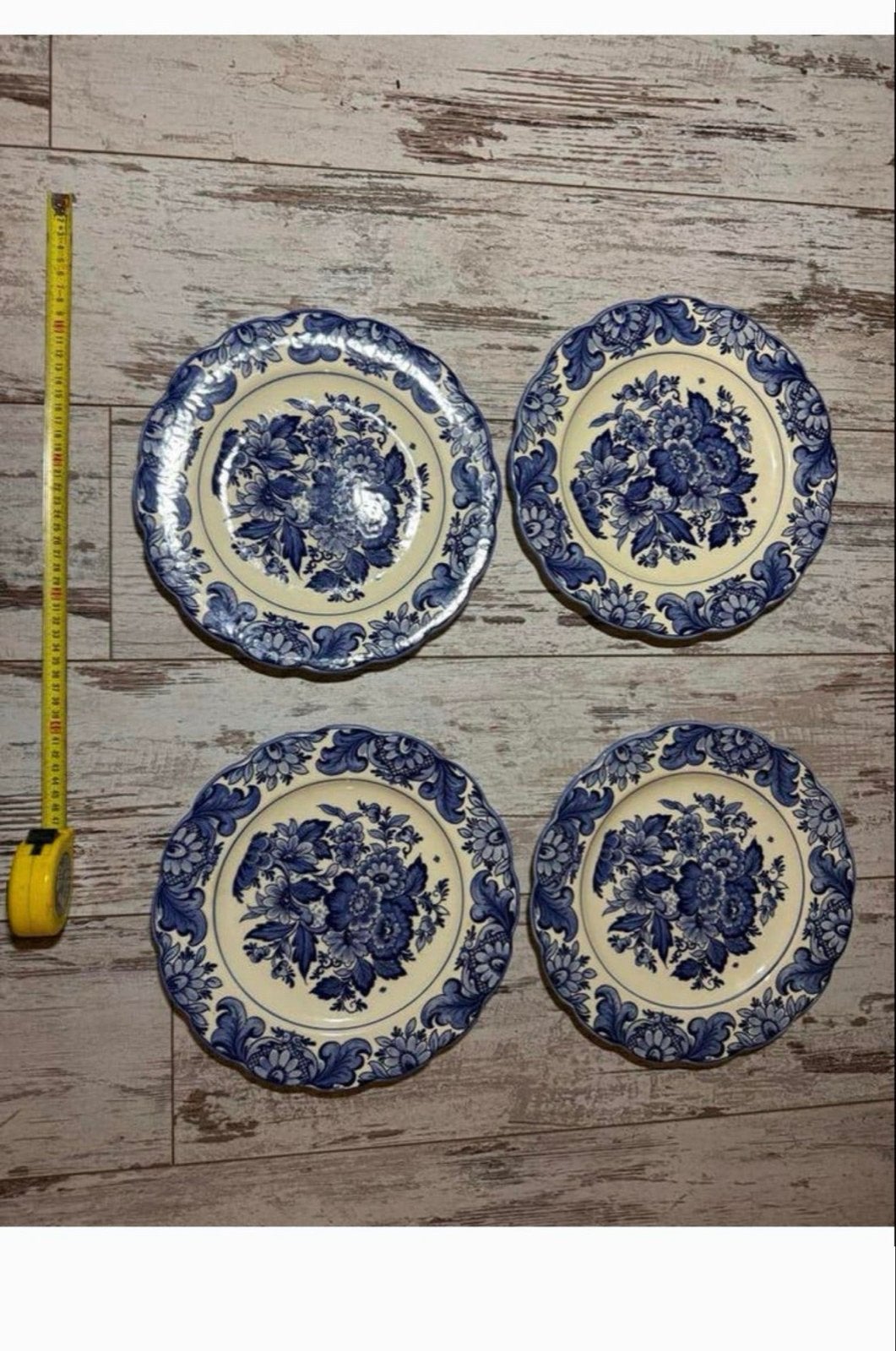 Set van 4 handbeschilderde Delfts blauwe borden, Antiek en Kunst, Ophalen of Verzenden