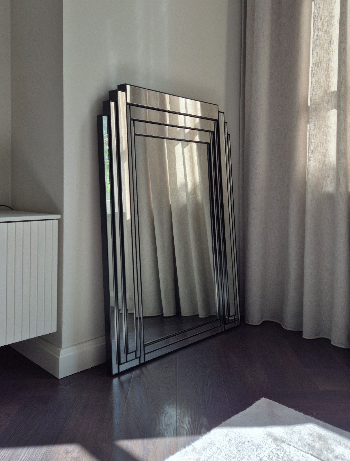 Vintage Art Deco Spiegel Deknudt 110x80cm Zwart, 100 tot 150 cm, Ophalen of Verzenden, Zo goed als nieuw, 75 tot 100 cm