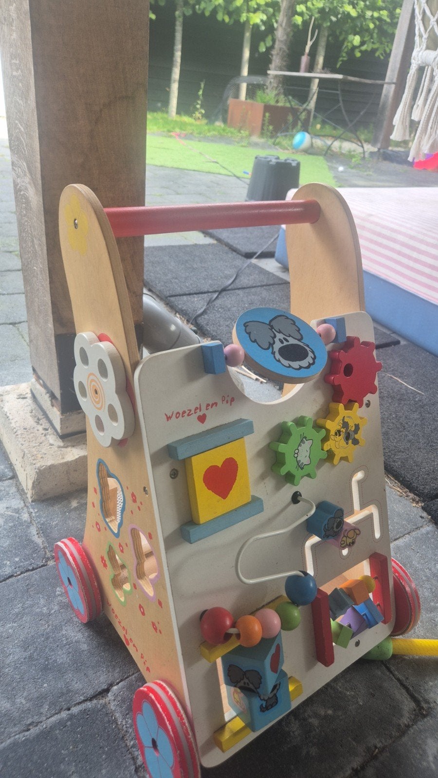 Woezel en Pip Houten Loopwagen met Activiteiten, Ophalen of Verzenden, Gebruikt, Overige typen, Met wieltjes