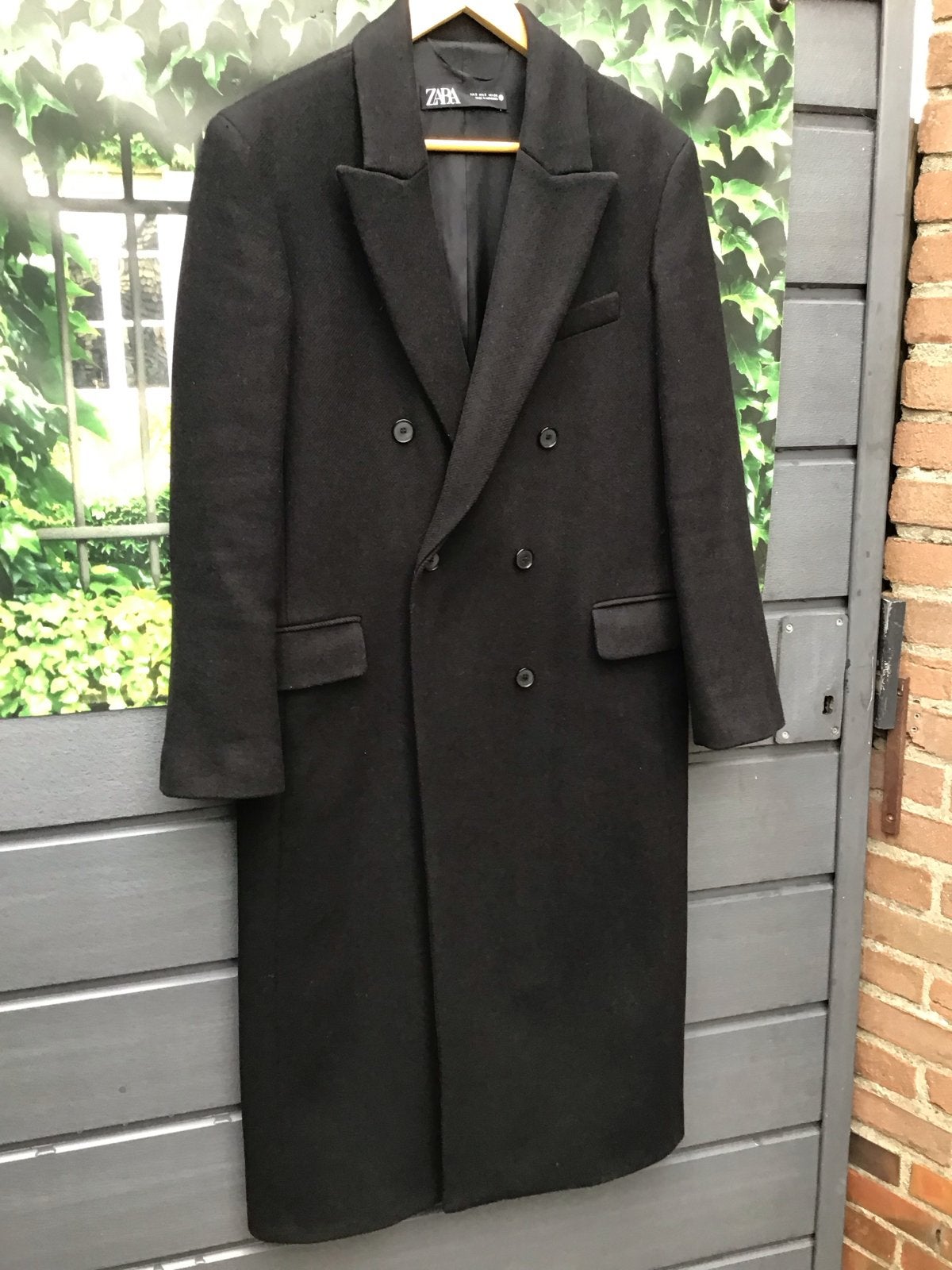 Zwarte lange jas van Zara, maat M (zara), Ophalen of Verzenden, Zo goed als nieuw, Maat 48/50 (M), Zwart