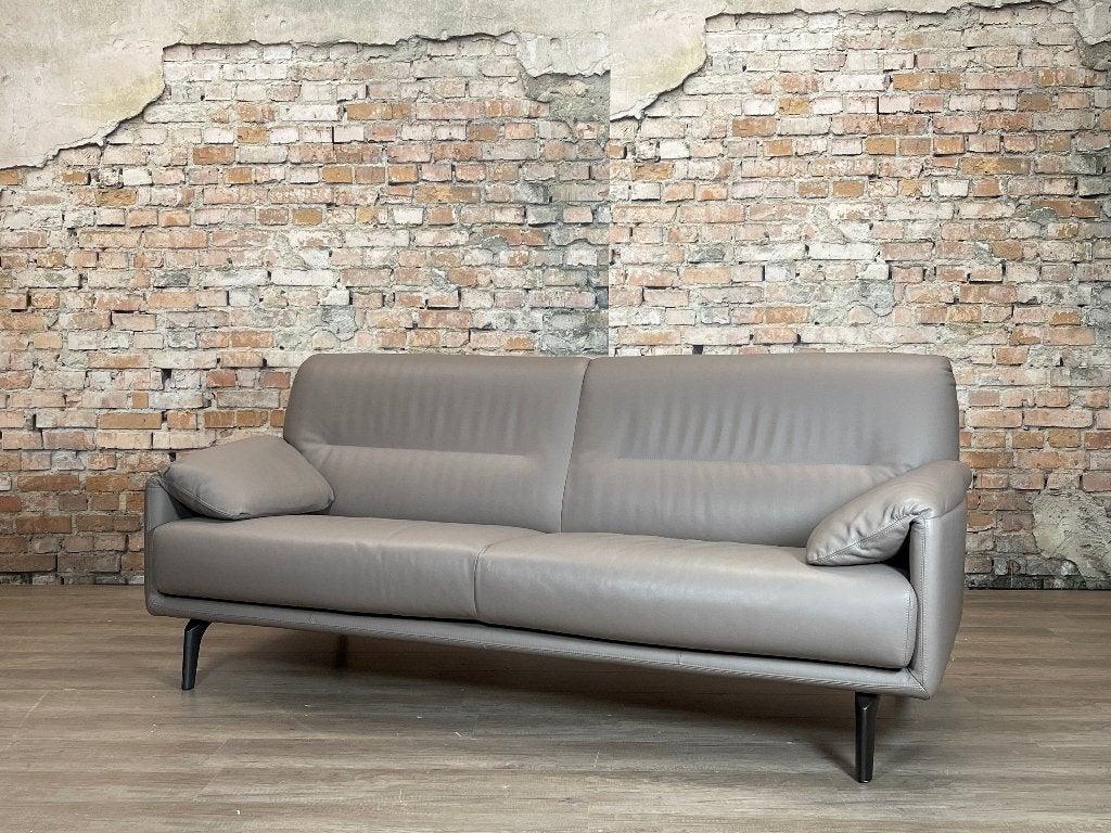 Leolux Bora Balanza - Taupe/Grijs leer | Axel Enthoven, Ophalen, Design, Driepersoons, 75 tot 100 cm