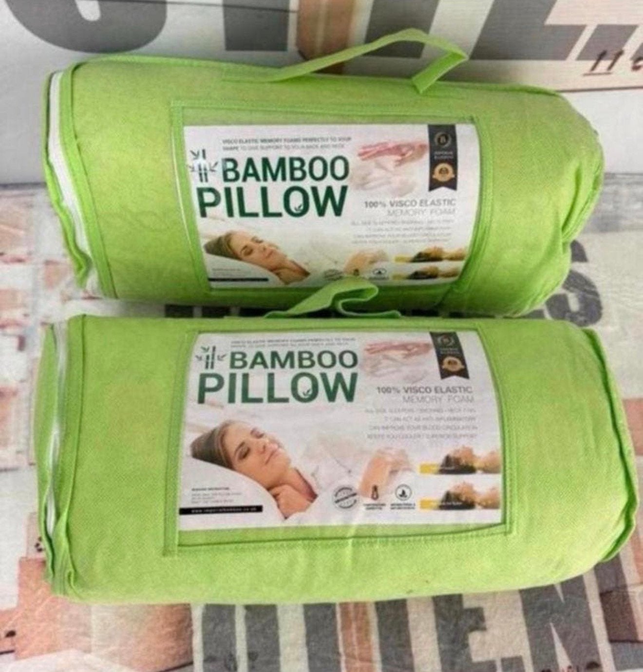Bamboe Memory-Foam Kussen Bamboo kussens zacht comfort Nieuw, Bamboe, Wit, Nieuw, Kussen