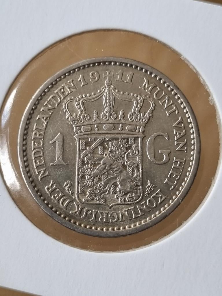 1 gulden 1911 Wilhelmina, Postzegels en Munten, Munten | Nederland, Ophalen of Verzenden, Koningin Wilhelmina, 1 gulden