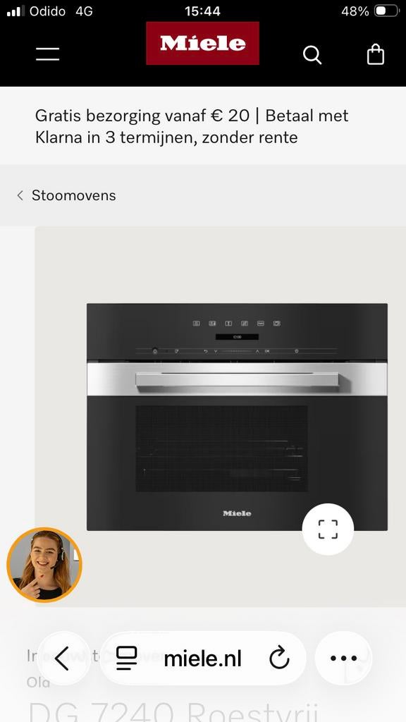 Miele DG 7240 stoomoven, Oven, 60 cm of meer, Ophalen of Verzenden, Inbouw