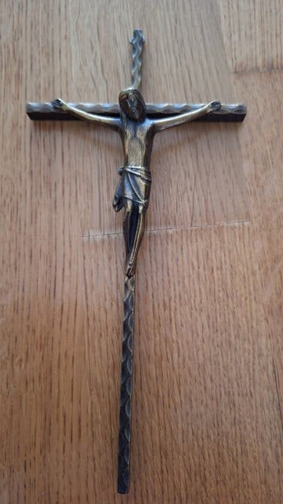 Antiek bronzen kruisbeeld - Jezus Christus, Ophalen of Verzenden