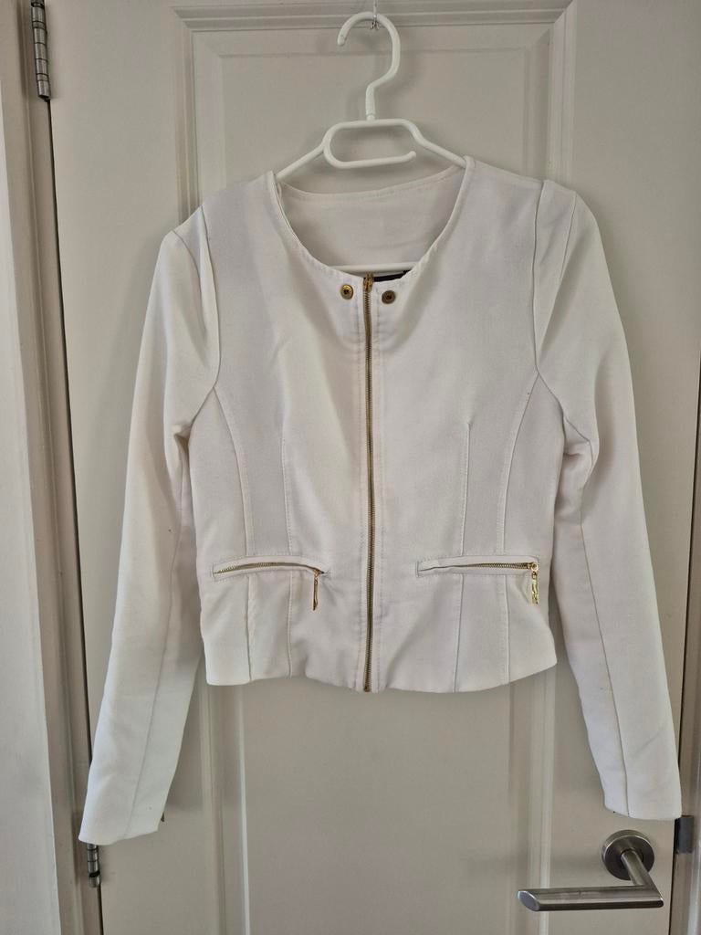 Royal chicks vest jasje wit goud rits xxs 32 34, Wit, Ophalen of Verzenden, Zo goed als nieuw, Jasje