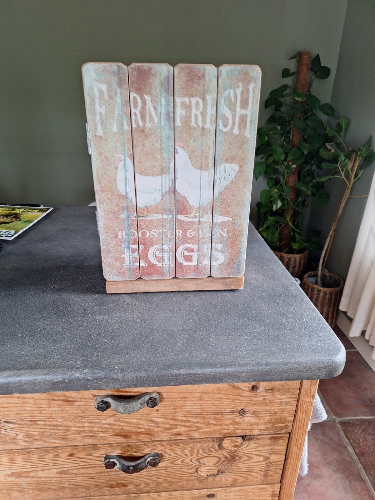Houten eierrekje 'Farm Fresh' - 30x43,5x15 cm, Ophalen of Verzenden, Nieuw