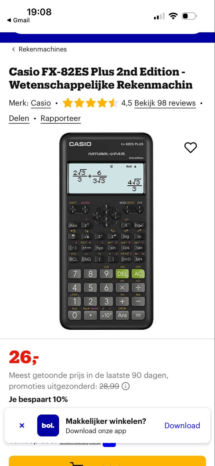 Casio FX-82ES, Diversen, Rekenmachines, Ophalen of Verzenden, Zo goed als nieuw