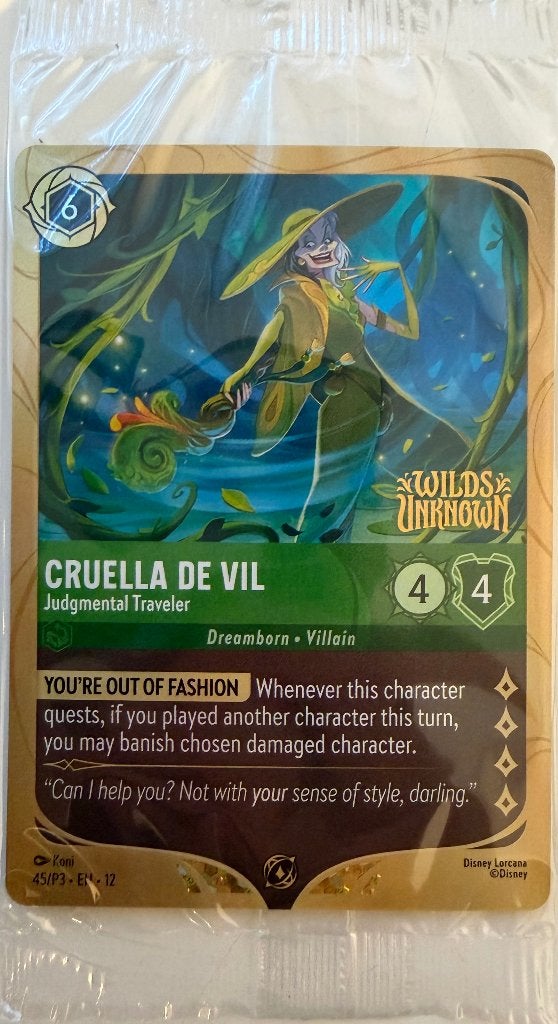 Disney Lorcana - Wilds Unknown - 45/P3 - Cruella De Vil, Ophalen of Verzenden, Nieuw, Losse kaart, Foil