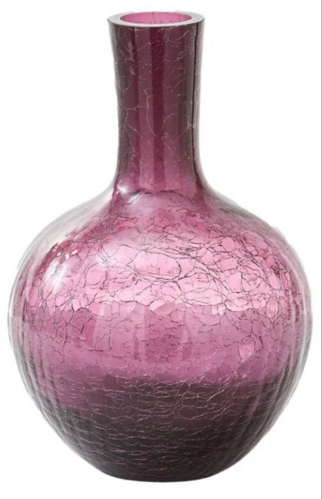 POLSPOTTEN Crackled Glass Ball Body Vaas S - Paars, Ophalen of Verzenden