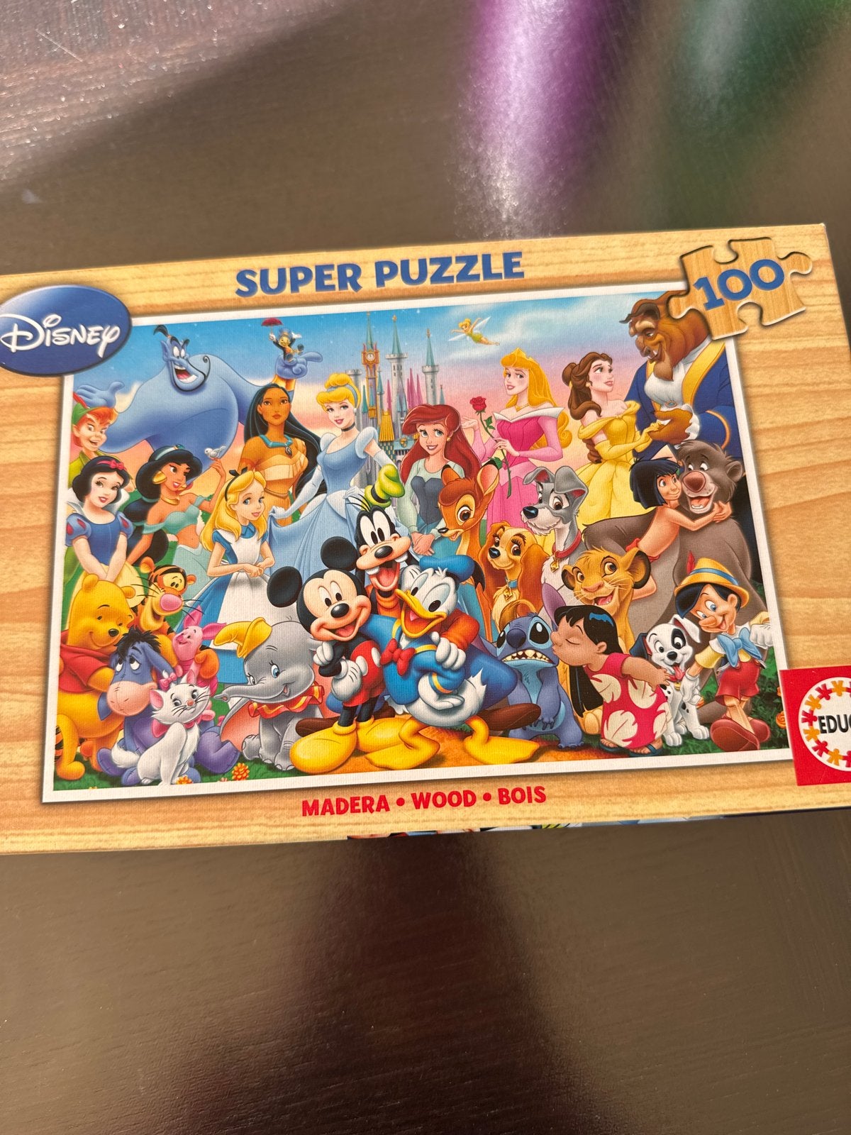 Disney Super Puzzel 100 stukjes - Houten puzzel, Gebruikt, Van hout, 4 tot 6 jaar, Meer dan 50 stukjes