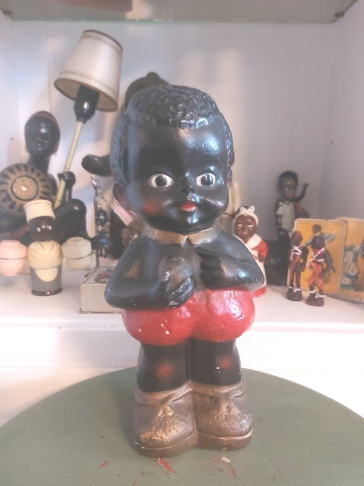 Vintage spaarpot / smash money bank, zwart jongetje, Ophalen of Verzenden