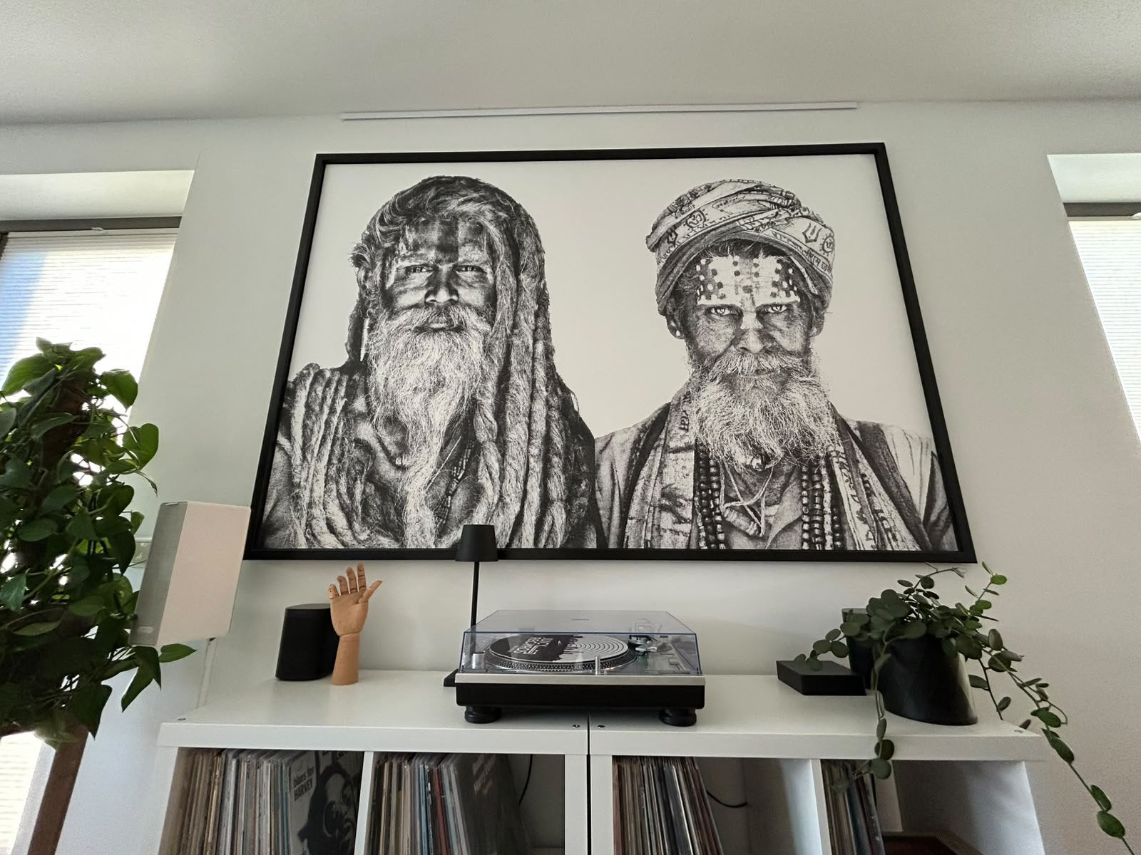 Groot schilderij indiase Babas( heilige mannen), Ophalen, 125 cm of meer, 75 – 100, Print