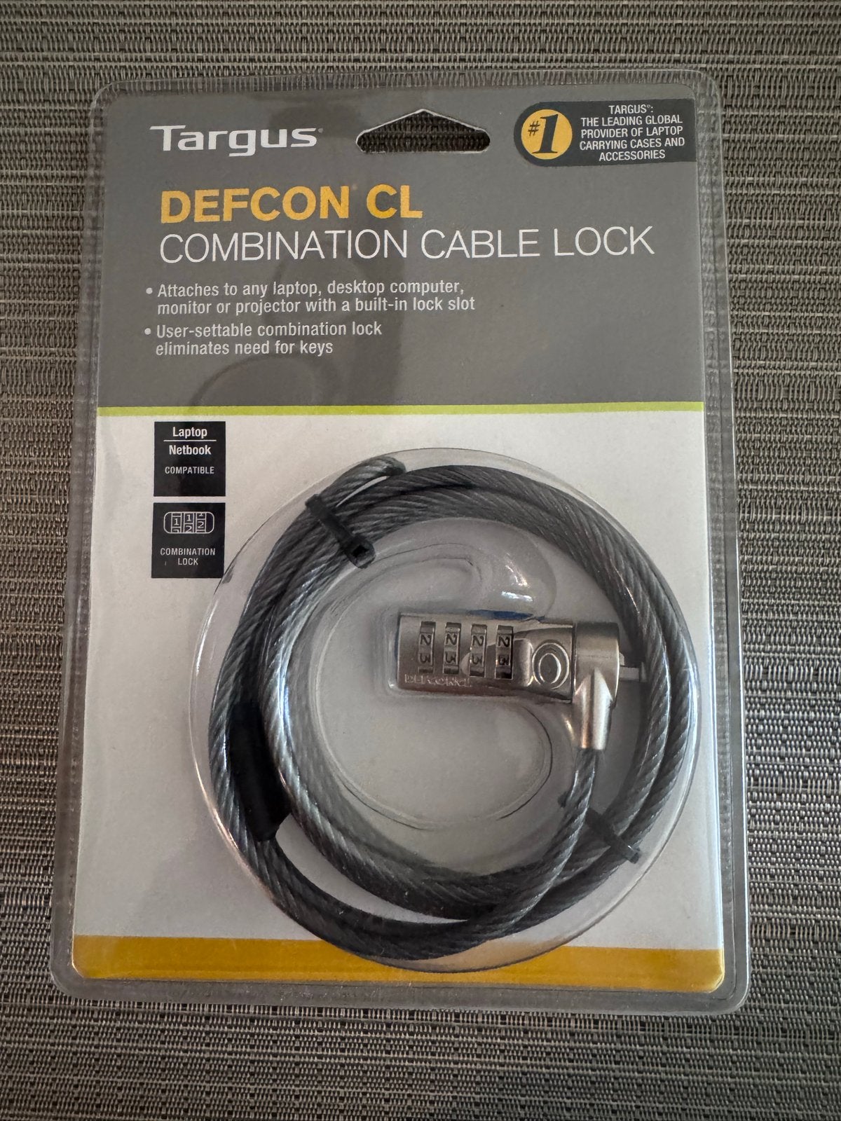 Targus DEFCON CL Combinatie Kabelslot - 2 meter - Nieuw, Ophalen, Nieuw