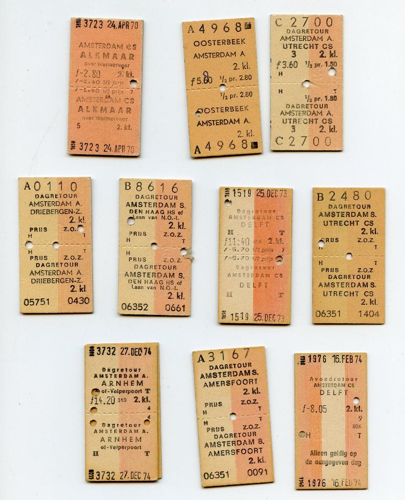 treinkaartjes 1970-1974, Ophalen of Verzenden, Gebruikt, Trein, Overige typen