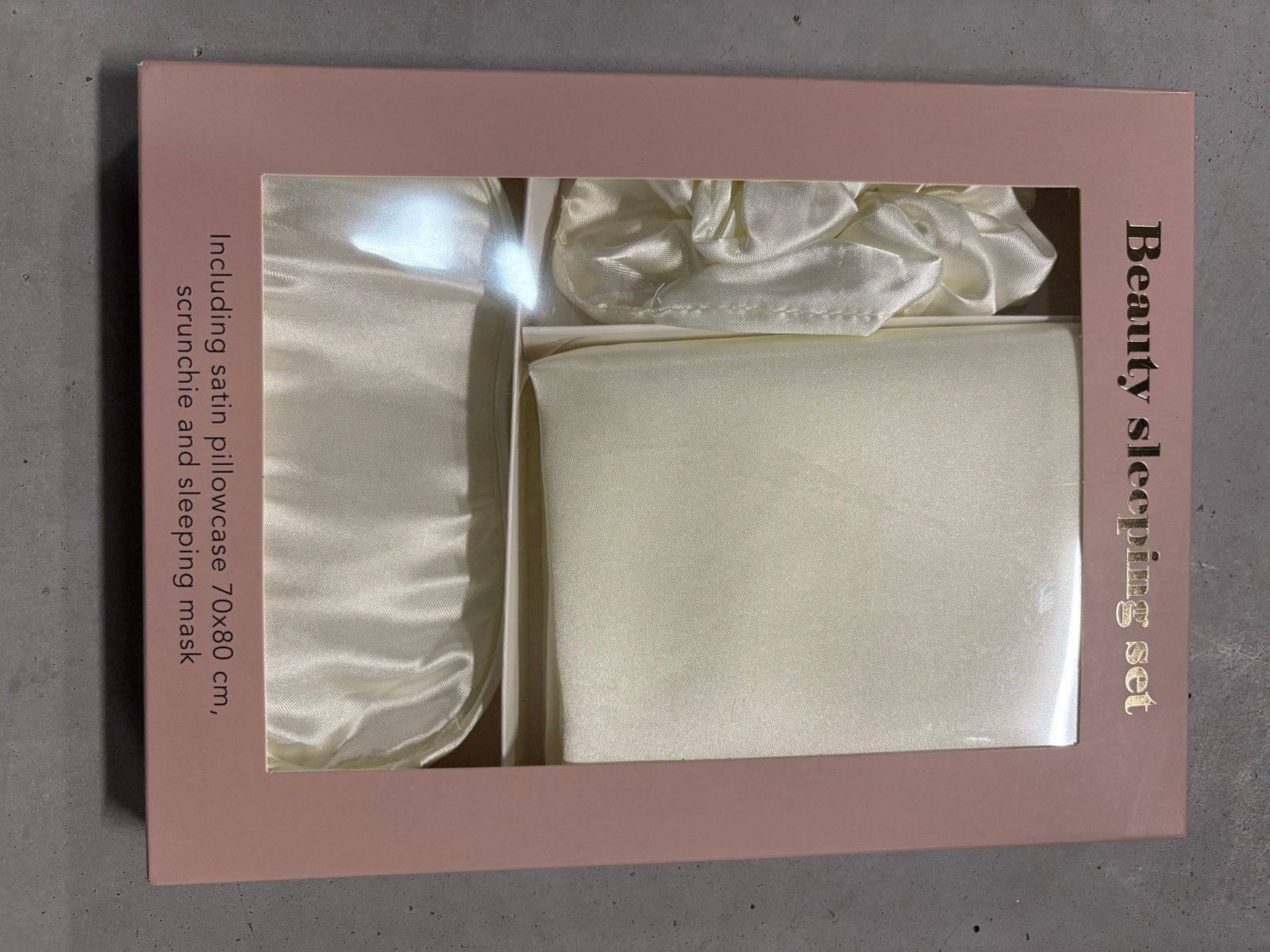 Beauty Sleeping Set - Satijnen Kussensloop, Scrunchie, Slaap, Eenpersoons, ., Wit, Beddengoedset