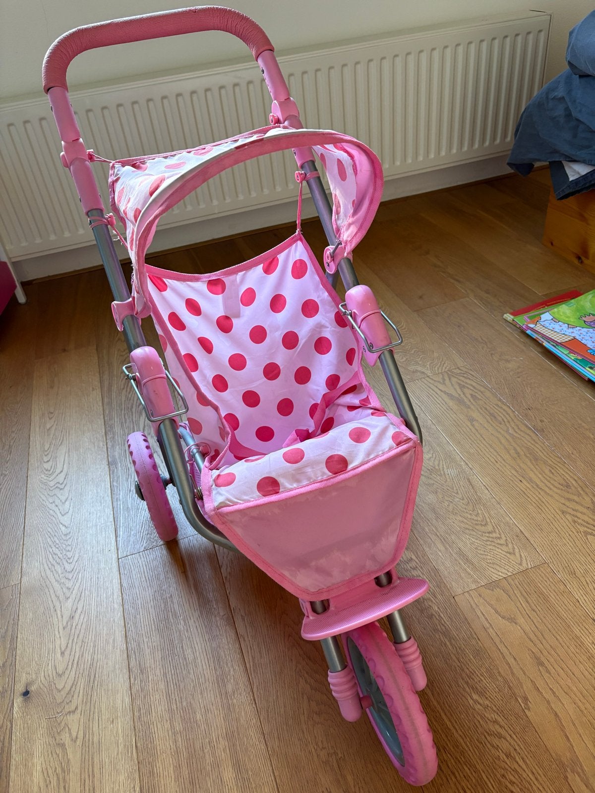 Roze poppenwagen met stippen, inklapbaar, Kinderen en Baby's, Ophalen, Gebruikt, Overige typen