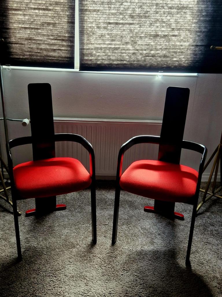 2 vintage Italiaanse postmoderne eetkamer stoelen, Ophalen, Twee, Postmodern, Zo goed als nieuw