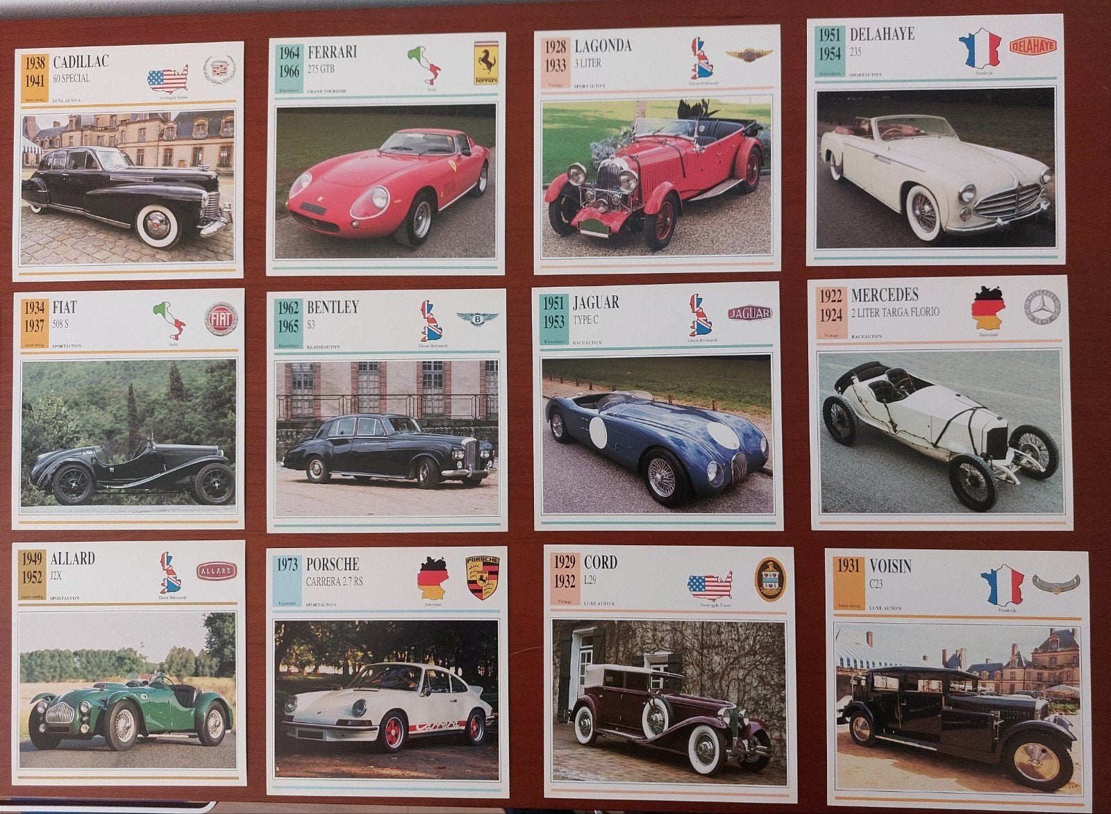 Fraaie set vintage autokaarten, Ophalen of Verzenden, Zo goed als nieuw, Auto's