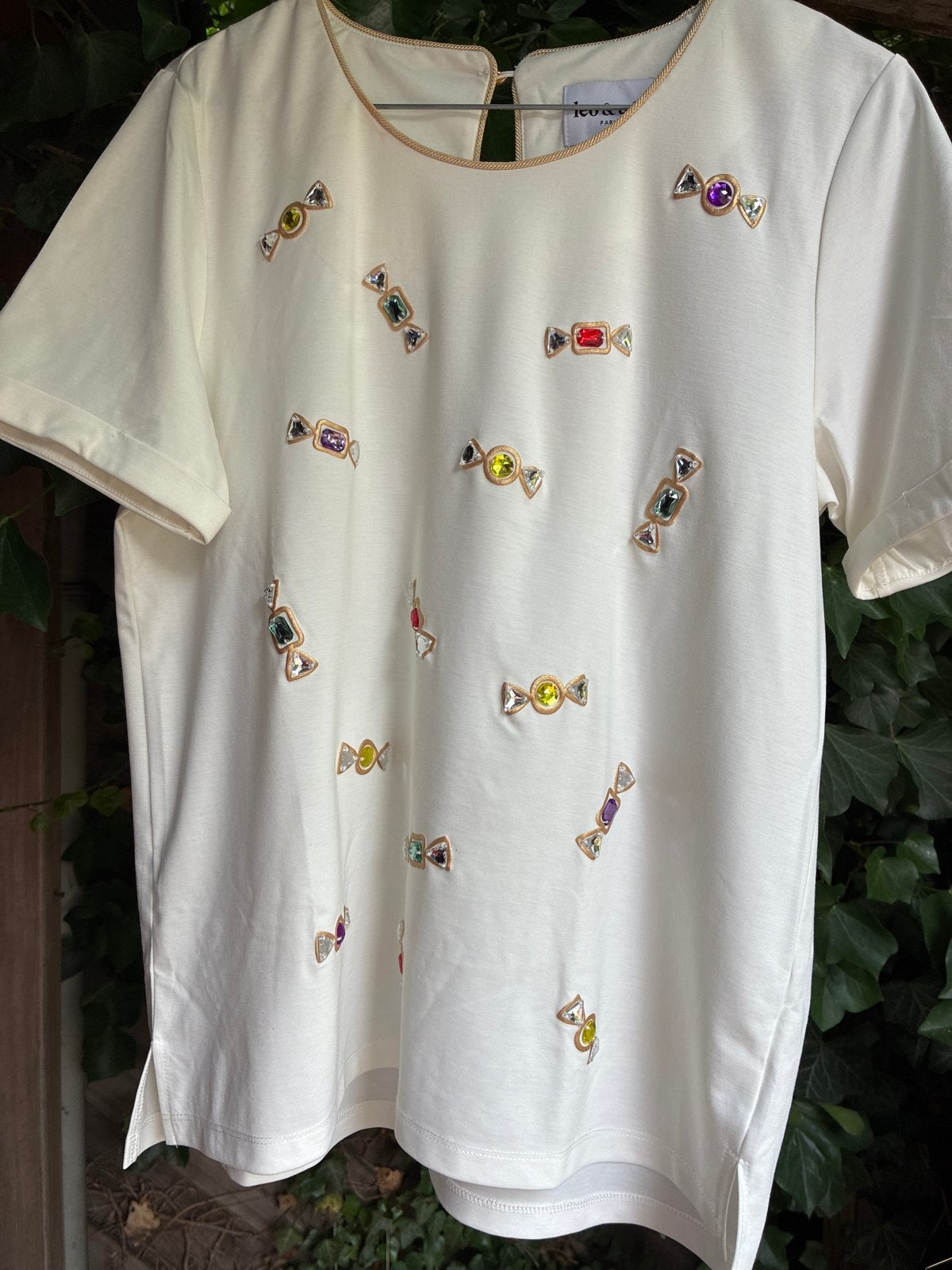 Leo & Ugo Top met Snoepjes en Edelstenen, Kleding | Dames, Wit, Maat 46/48 (XL) of groter, Ophalen of Verzenden, Zo goed als nieuw