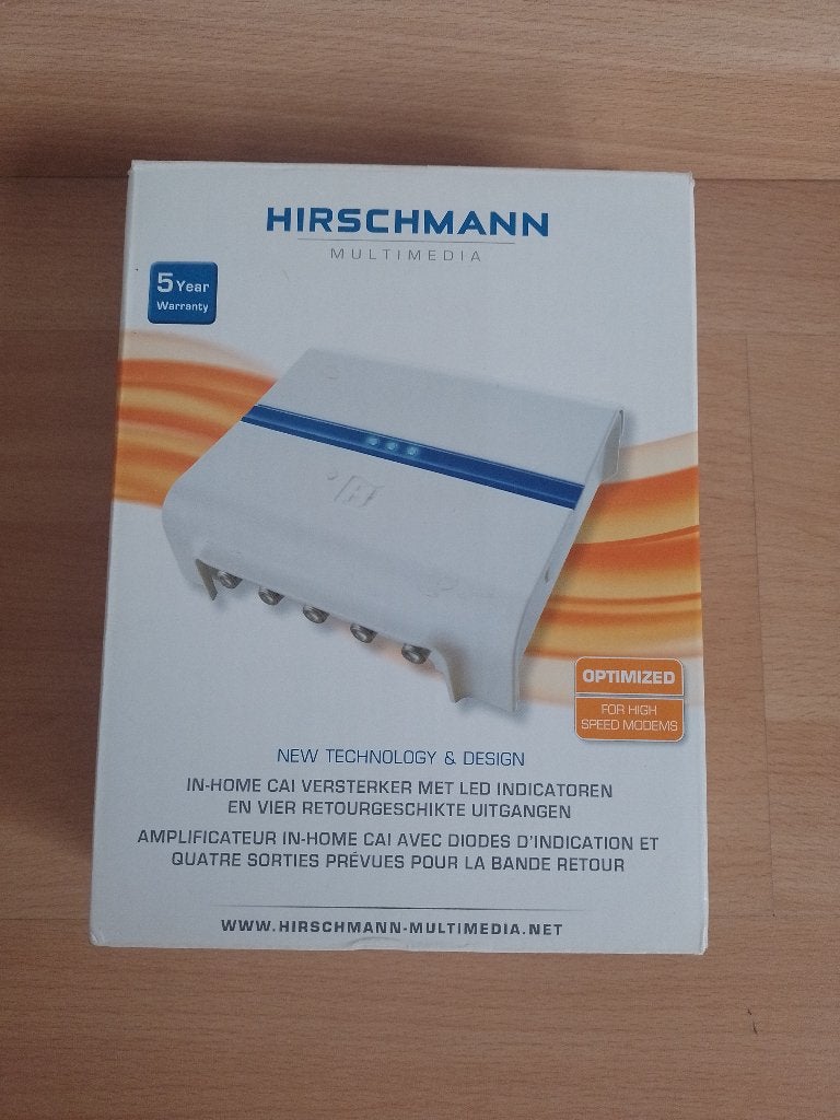 Hirschmann Retourgeschikte COAX versterker (Ziggo), Ophalen of Verzenden, Nieuw