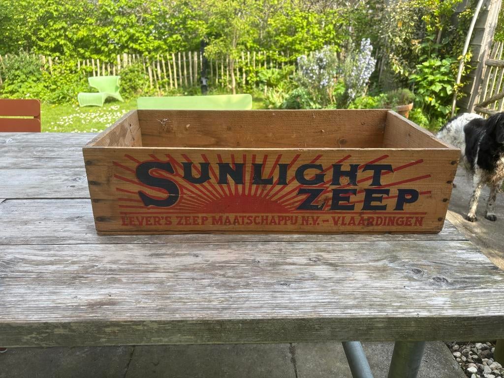 Vintage houten kist Sunlight Zeep -Lever's Zeep Maatschappij, Ophalen of Verzenden