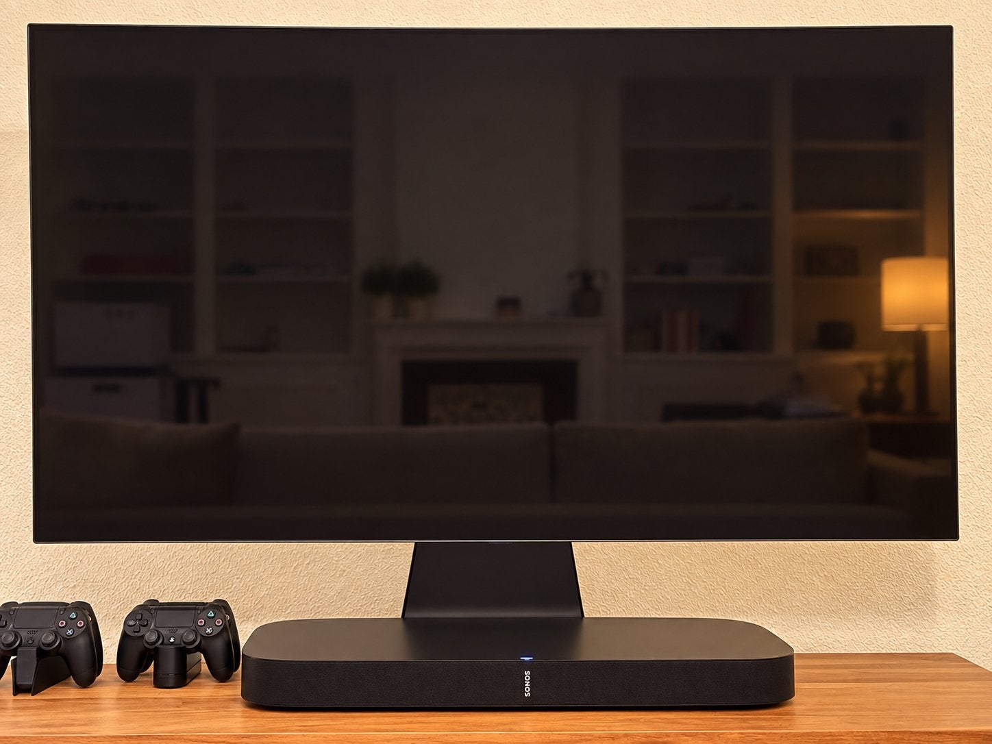 Sonos soundbar + universele TV standaard –originelle doos, Losse componenten, Zo goed als nieuw, Speakers, Ophalen