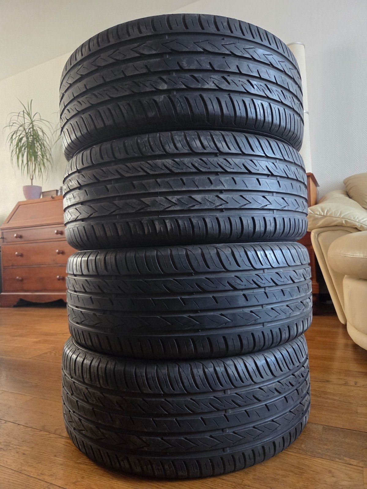 Zomerbanden 225/55/17 XL, Ophalen, Gebruikt, 17 inch, Band(en)