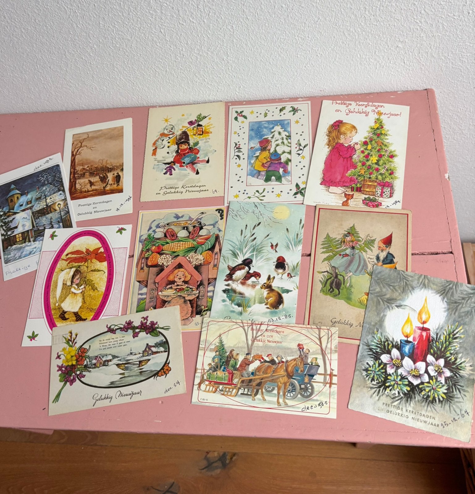 Collectie Vintage kerst kaarten, Verzamelen, Ansichtkaarten | Themakaarten, Ophalen of Verzenden