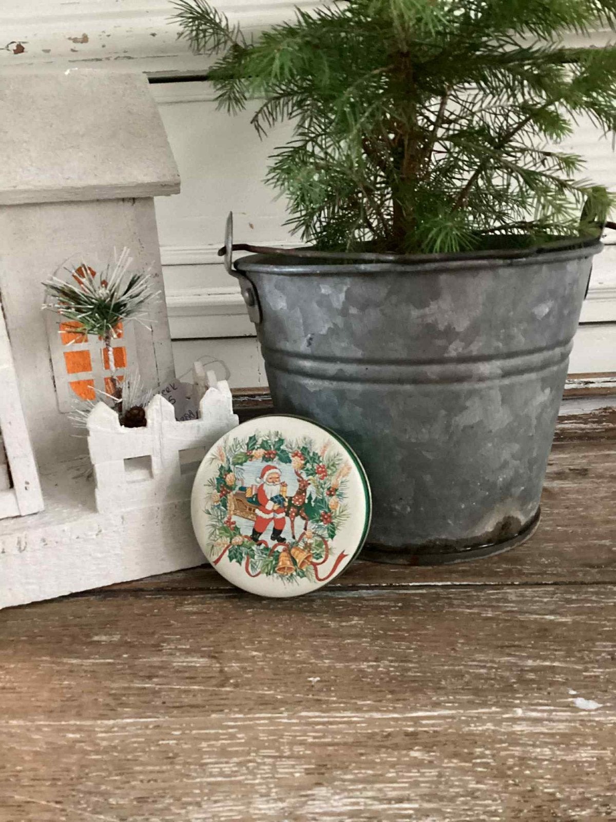 Brocante rond kerst blikje, Ophalen of Verzenden