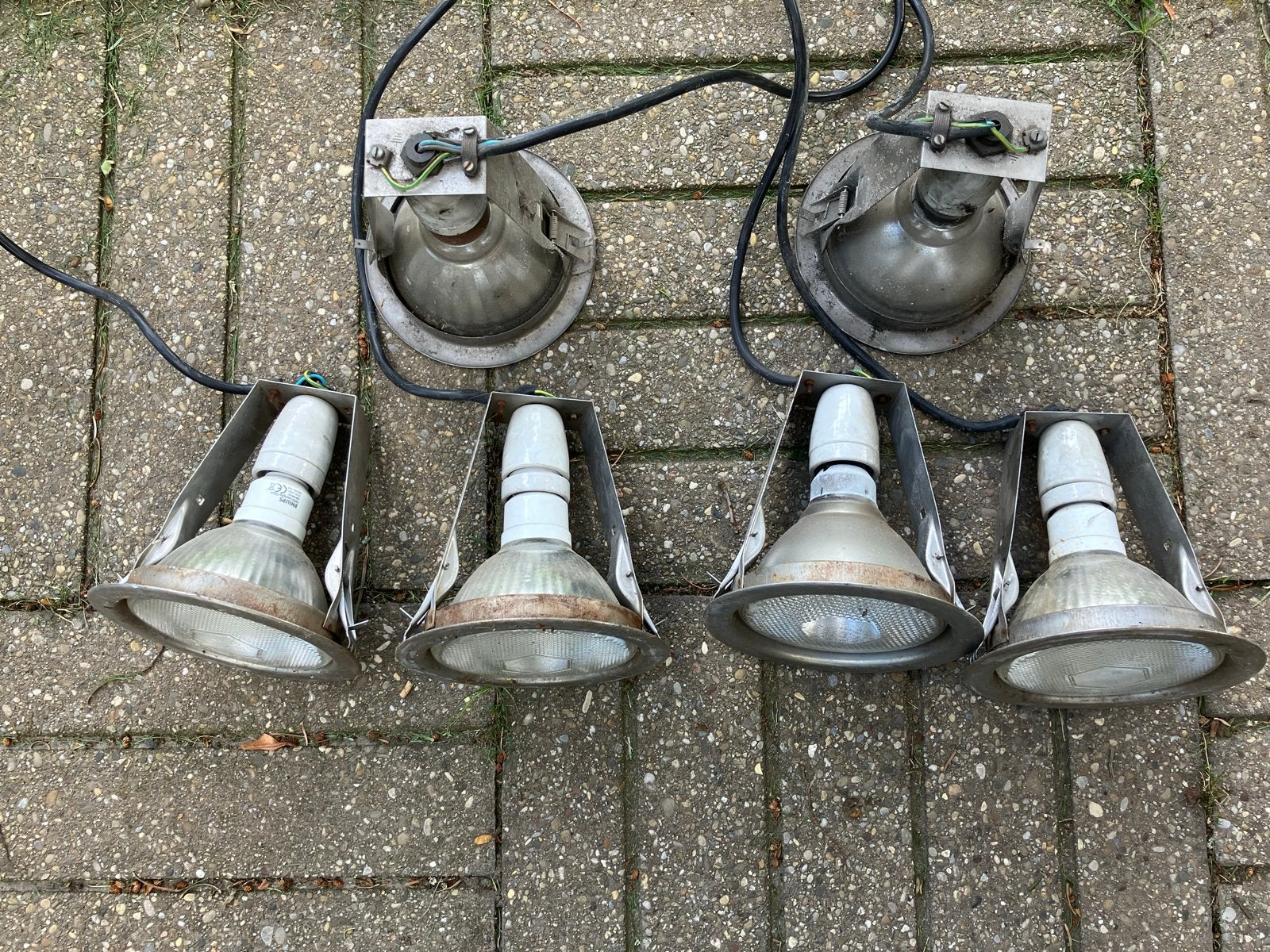 Set van 6 retro Inbouwspots -Inbouwmaat 125-145 mm, Ophalen of Verzenden, Gebruikt, Plafondspot of Wandspot