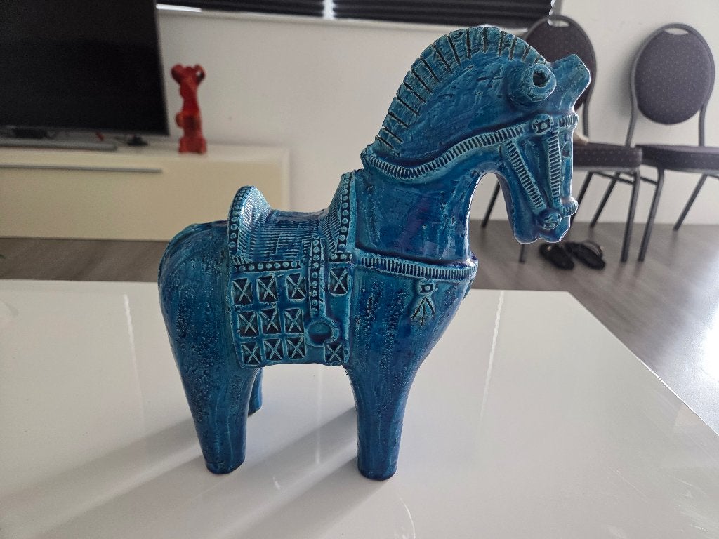1950s 1960s Bitossi Rimini Blue Horse Aldo Londi, Antiek en Kunst, Ophalen