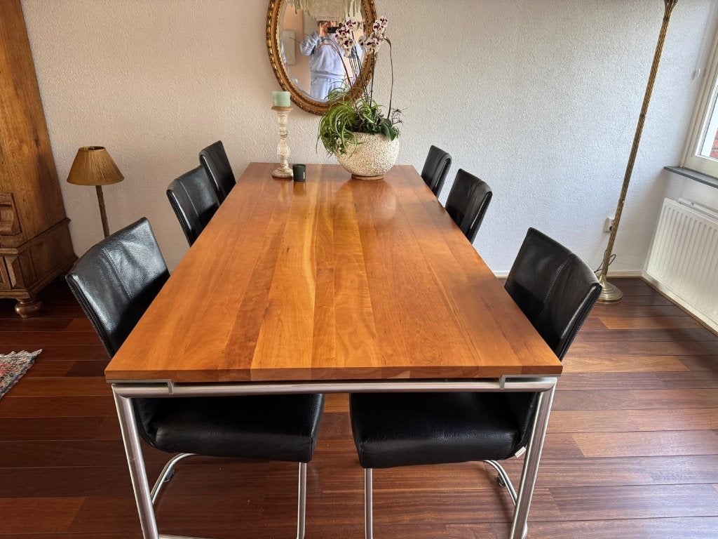 Bert Plantagie eettafel massief notenhout, Huis en Inrichting, Gebruikt, Design, 200 cm of meer, 50 tot 100 cm
