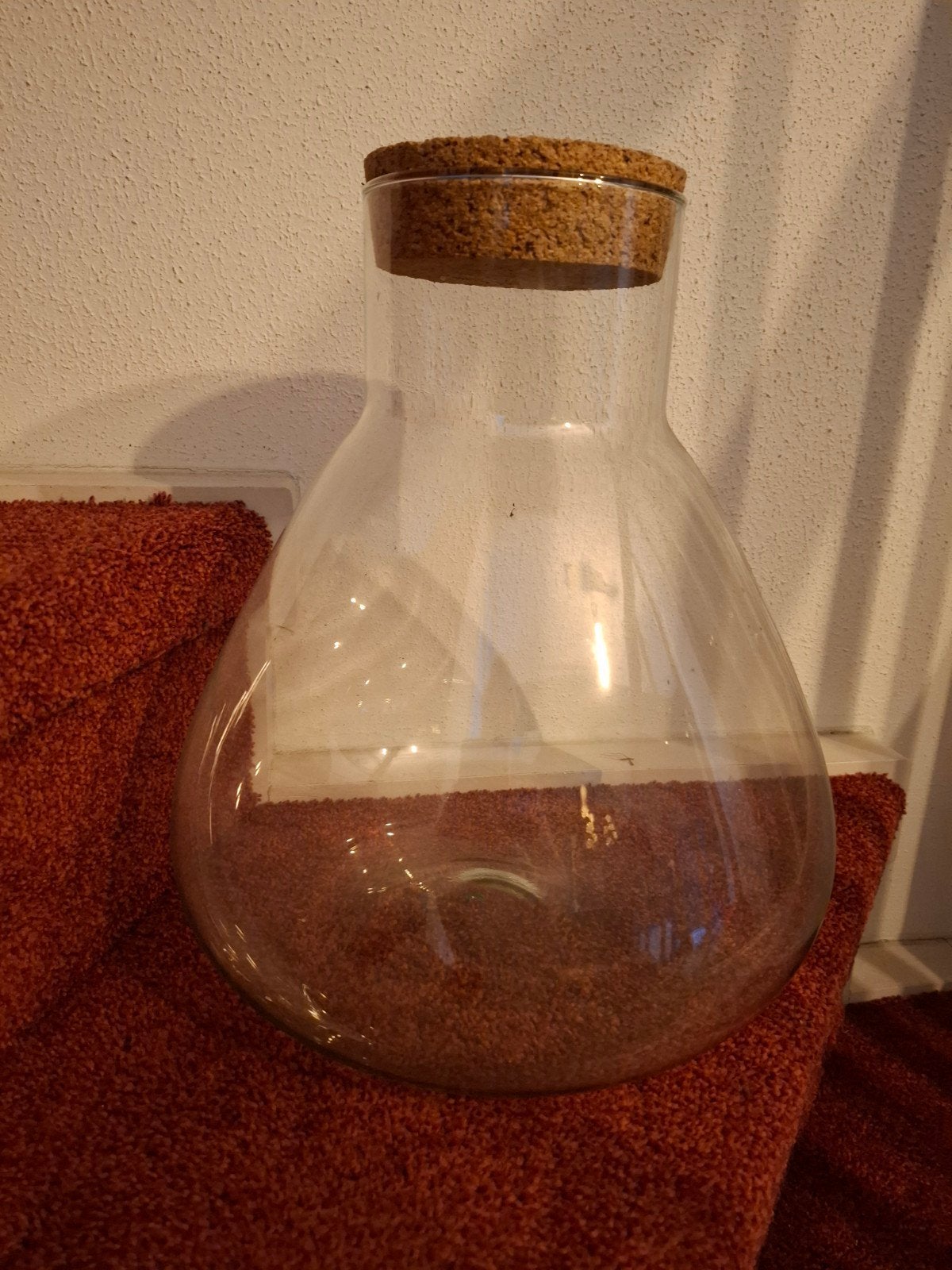 Grote glazen pot met kurk dop, Ophalen of Verzenden, Zo goed als nieuw