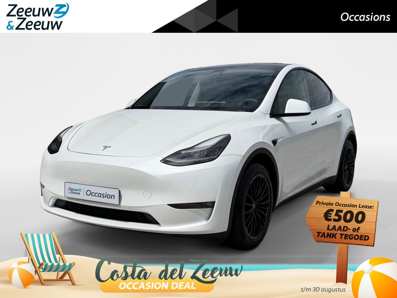 Tesla Model Y 351PK Long Range AWD 75 kWh Automaat | 1e eige, 12 maanden, Stof, Gebruikt, Wit