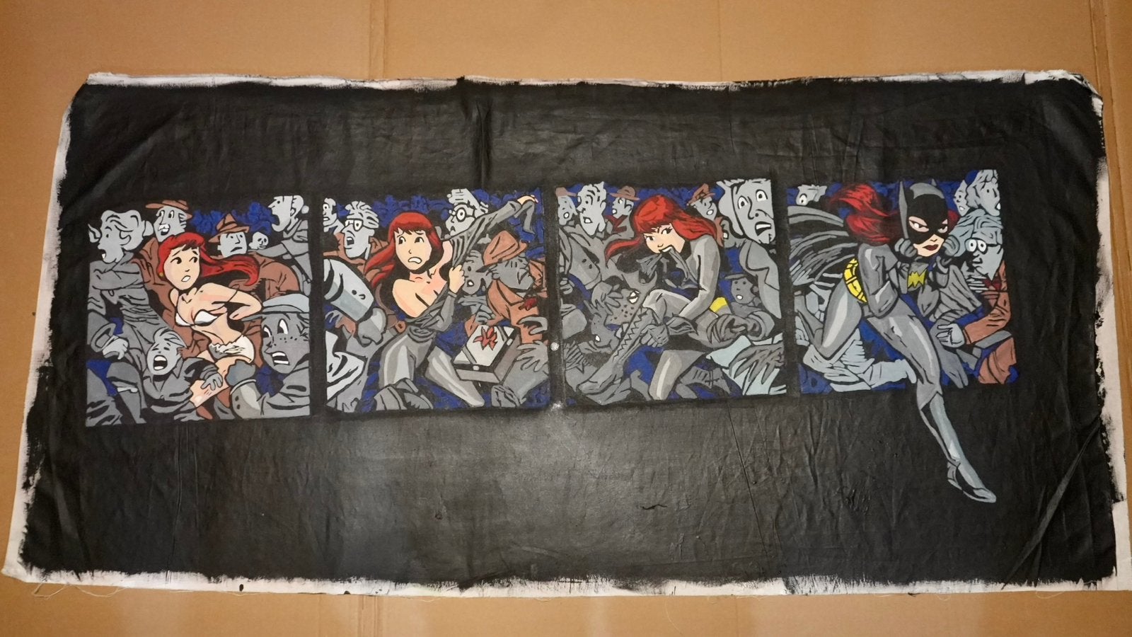 Pop Art Batgirl Schilderij - Klaar voor Actie, Antiek en Kunst, Acrylverf, Handgeschilderd, Ophalen of Verzenden, Stripfiguren/cartoons