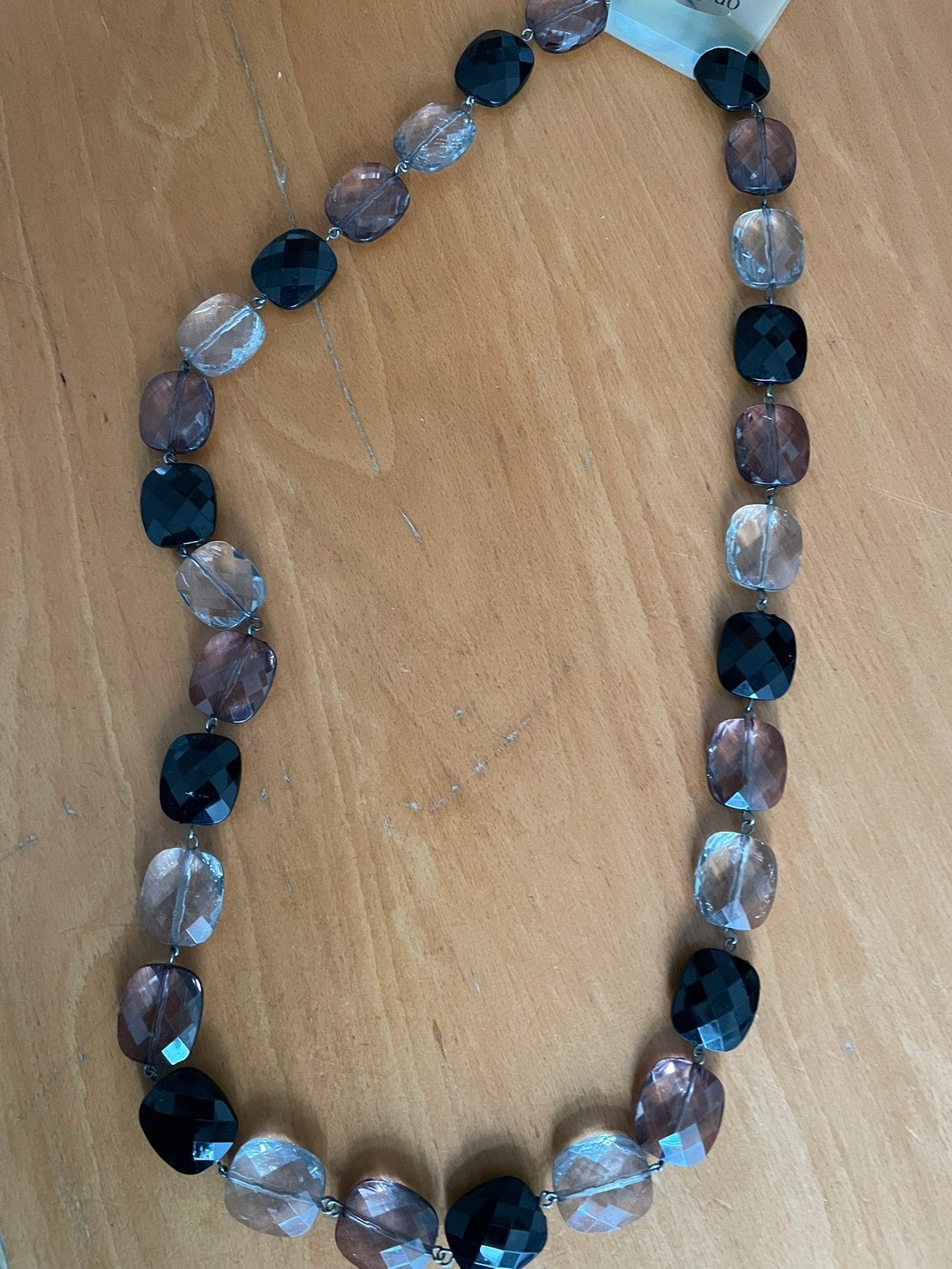 Nieuw met kaartje bruine lange ’ glas ‘’stenen’ ‘ ketting, Sieraden, Tassen en Uiterlijk, Kettingen, Ophalen of Verzenden, Zo goed als nieuw