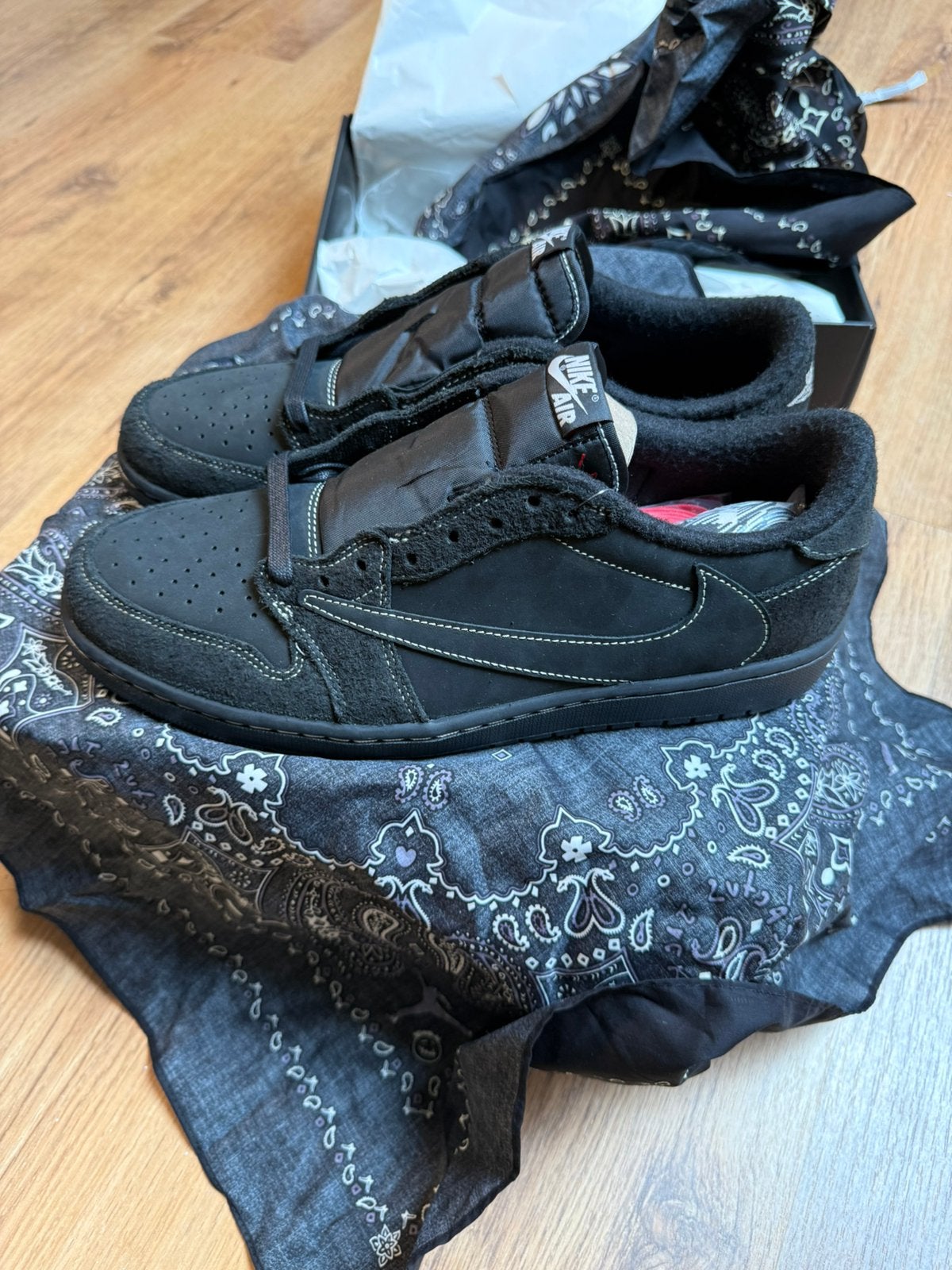 Nike Air Jordan 1 Low Travis Scott Black Phantom Maat 46, Ophalen of Verzenden, Nieuw, Zwart