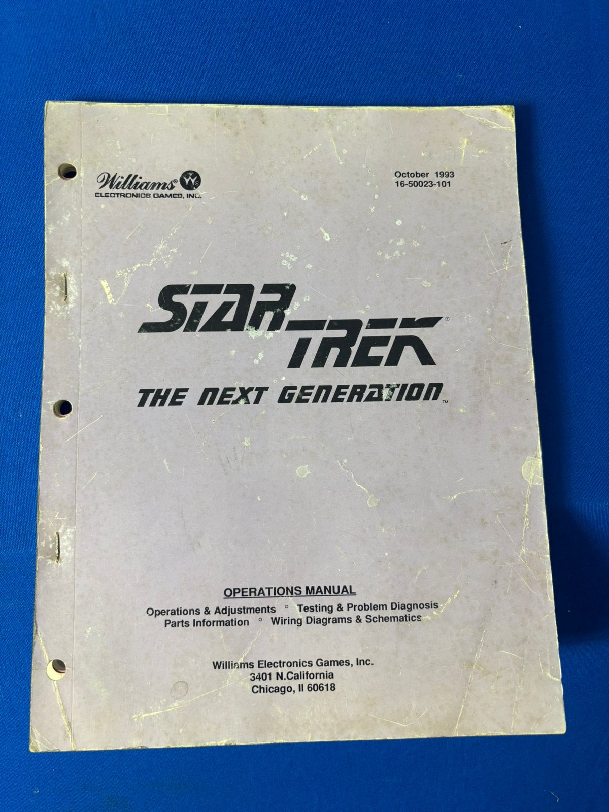 Star Trek the Next Generation Manual, Verzamelen, Gebruikt, Onderdeel of Defecte kast, Ophalen of Verzenden, Williams