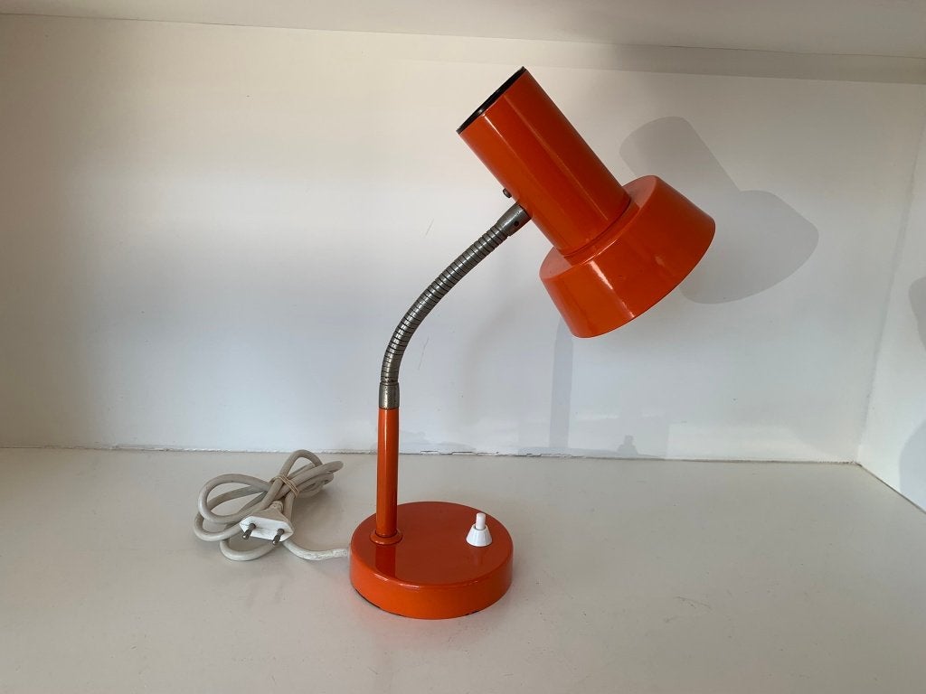 Vintage Oranje Bureaulamp - Jaren '70 Design, Huis en Inrichting, Lampen | Tafellampen, Bureaulamp, Gebruikt, Overige merken, Vintage