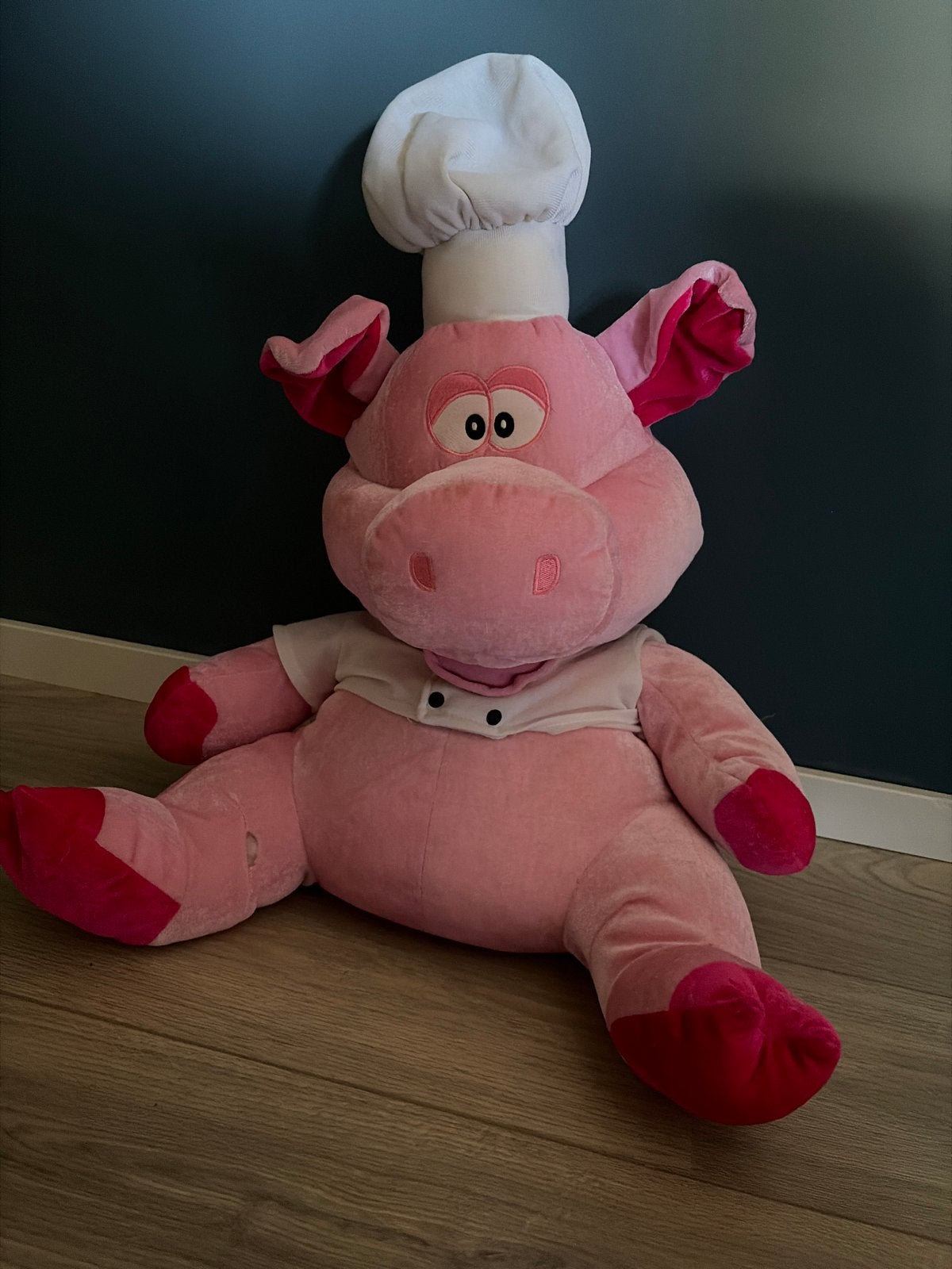 Grote Roze Knuffel Varken met Koksmuts - Zacht en Uniek, Gebruikt, Overige typen, Ophalen of Verzenden, Middelgroot (20 tot 80 cm)