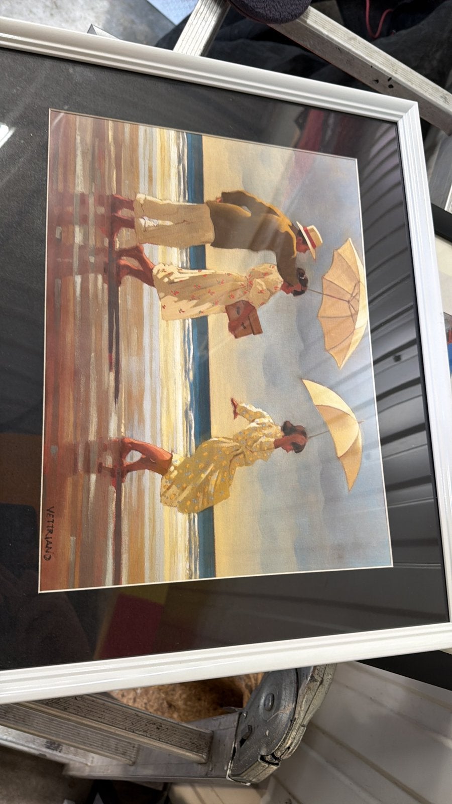 Jack Vettriano kunstprint – strand – ingelijst, Ophalen, Zo goed als nieuw, Glas, Met passe-partout