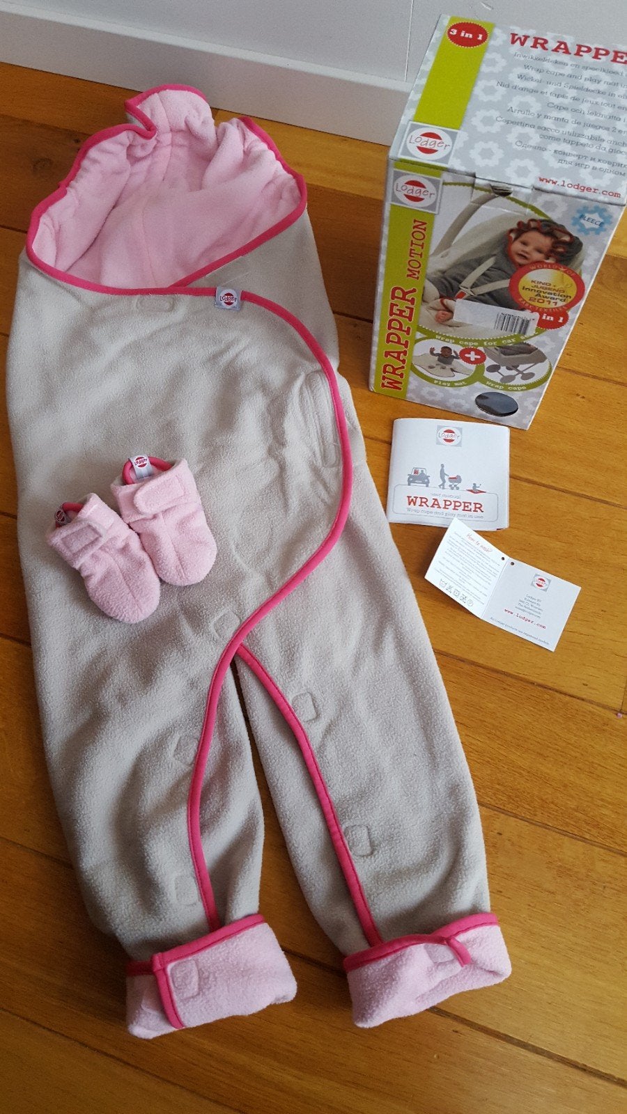 Lodger Wrapper Motion in beige/roze met babyslofjes, Ophalen of Verzenden, Zo goed als nieuw